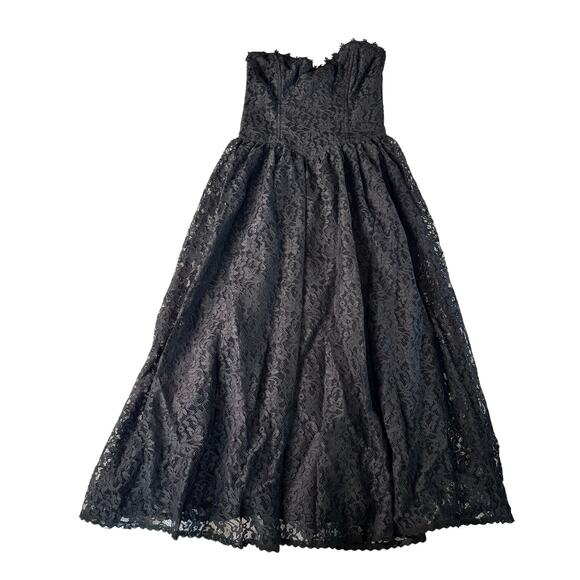 Vintage Gunne Sax by Jessica McClintock Black Lace Strapless Corset Dress xs - Picture 8 of 8